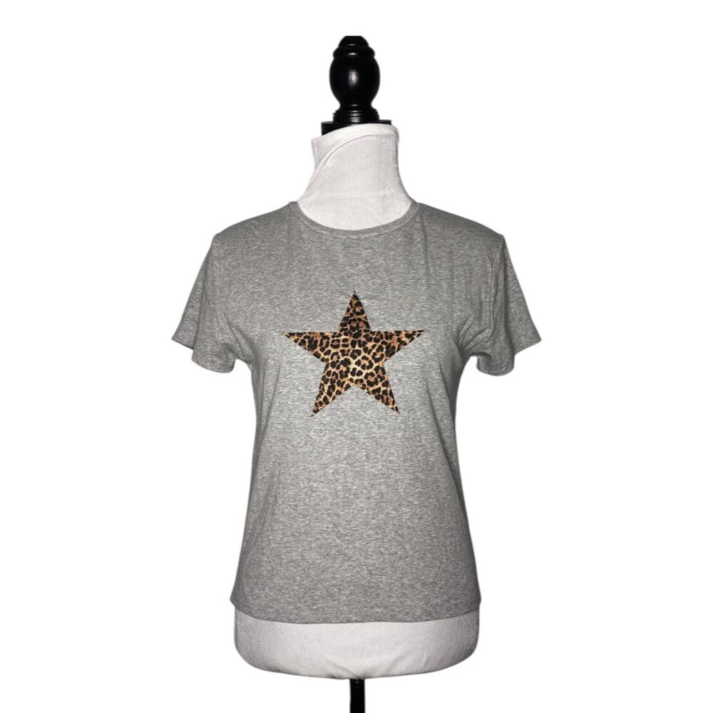 Edikted Gray Cheetah Star Graphic Tee Size XL